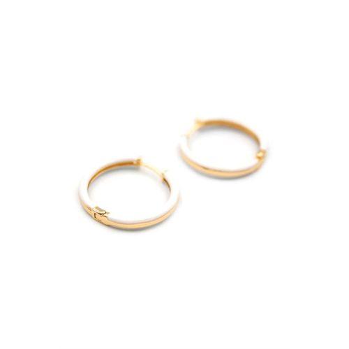 Mineli Halka Küpe - Beyaz