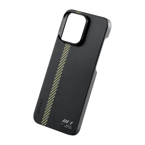 Apple iPhone 15 Pro Max Kılıf M-safe Şarj Özellikli Aramid Fiber Pitaka Tactile Woven Break The Line Kapak