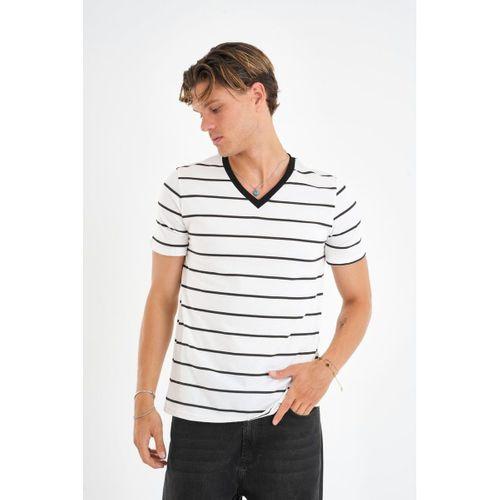 ALEXANDERGARDI V Yaka Çizgili T-shirt