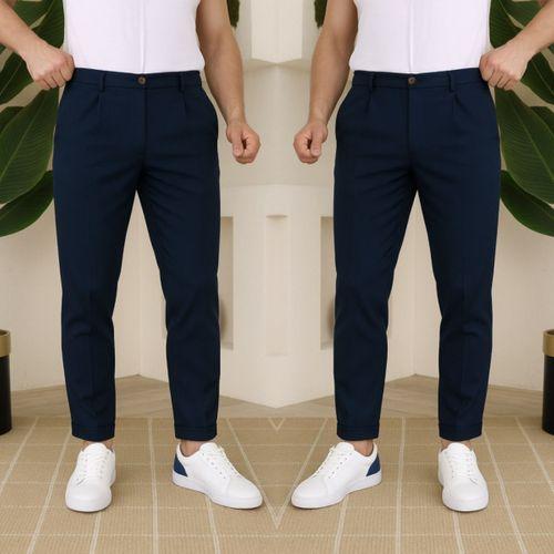 Erkek Belden Düğmeli Cepli Dokuma Pantolon