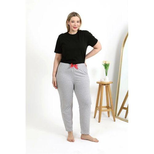 Kadın Pamuklu Büyük Beden Alt Pijama Gri