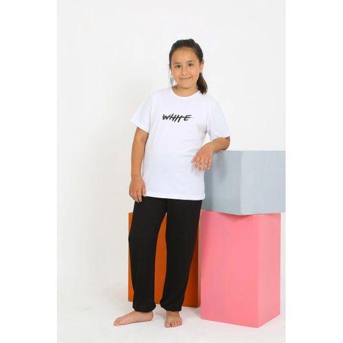 Kız Çocuk Kısa Kol Beyaz Penye Pijama Takım