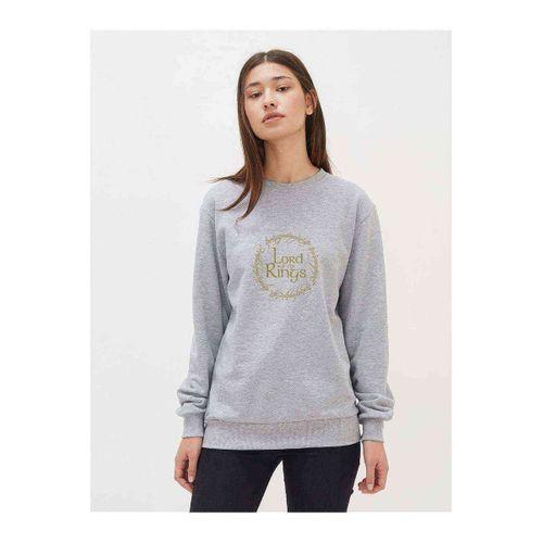Lord Of The Rings Circle Gold Baskılı Gri Kadın Sweatshirt