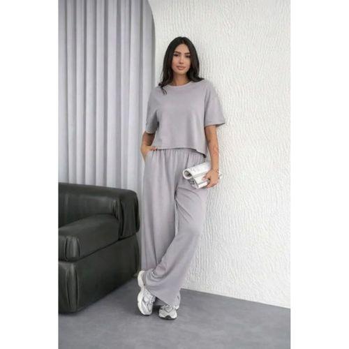 Osy Modal Yumuşak Dokulu Şalaş Oversize İkili Takım Bol Paça Pantolonlu Rahat Günlük Takım - Gri
