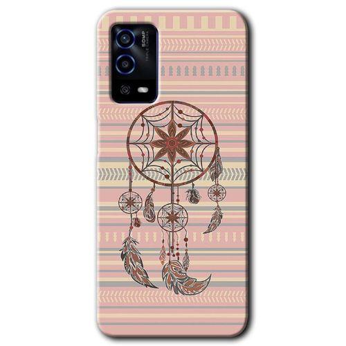 Oppo A55 HD Baskılı Kılıf + 9D Tam Ekran Koruyucu - Mandala Retro