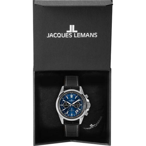 Jacques Lemans Liverpool JL.1-2117S Quartz Deri Siyah Mavi Kadran 20 ATM 44 mm Erkek Kol Saati