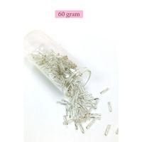 Uzun Boru Kesme Boncuk Çap 2mm Uzunluk 10 mm - 60 Gram - Parlak Gümüş - BNC296