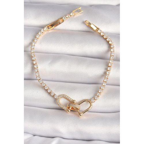 Pirinç Gold Renk Su Yolu Zirkon Taşlı Model Kadın Bileklik