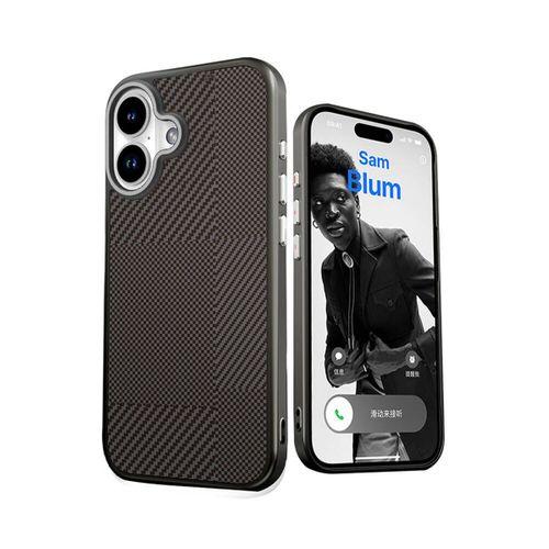Apple iPhone 16 Kılıf M-safe Şarj Özellikli Karbon Fiber Desenli Mutural Montage Kapak