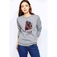 Stranger Things Max Wallpaper Baskılı Gri Kadın Sweatshirt