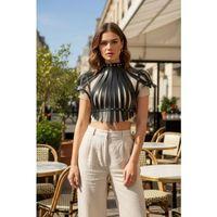 Siyah Kadın Kemer Deri Zımbalı Korse Detaylı Aksesuar - Brf1257