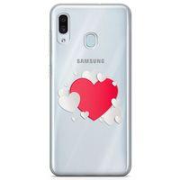 Samsung Galaxy A20 Kılıf Üç Boyutlu Kalpler Arka Kapak Koruma Desenli Full Koruyucu