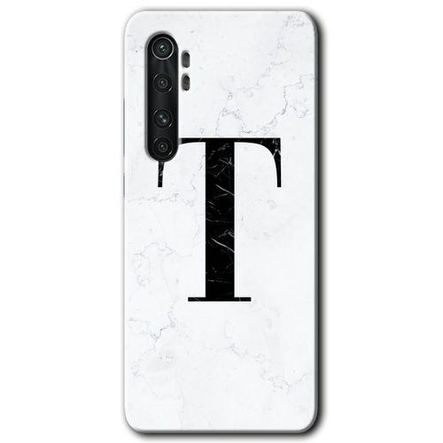 Potkal Hediye Fabrikası Xiaomi Mi Note 10 Lite Kılıf HD Desen Baskılı Arka Kapak - Beyaz Mermer Desenli T Harfi