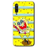 MRCİLETİSİM Xiaomi Mi 9 Kılıf Baskılı Kapak - Aşık Sünger Bob + 5D Tam Kaplayan Cam