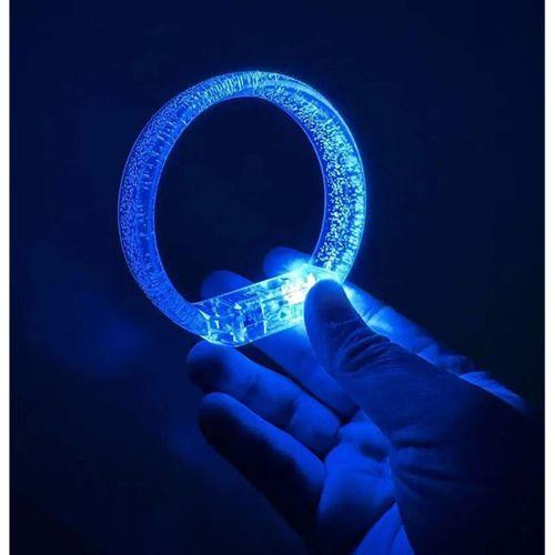 Mavi Led Işıklı Baskı Yapılabilen Pilli Bileklik Bilezik 1,5 cm Genişlik
