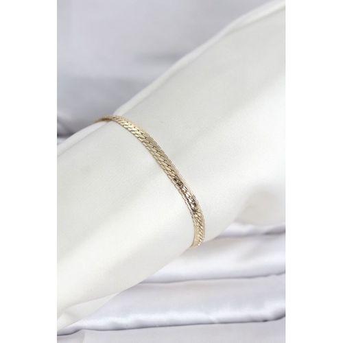 CM 14K Gold Renk Lazerli Yassı Zincir Model Kadın Bileklik