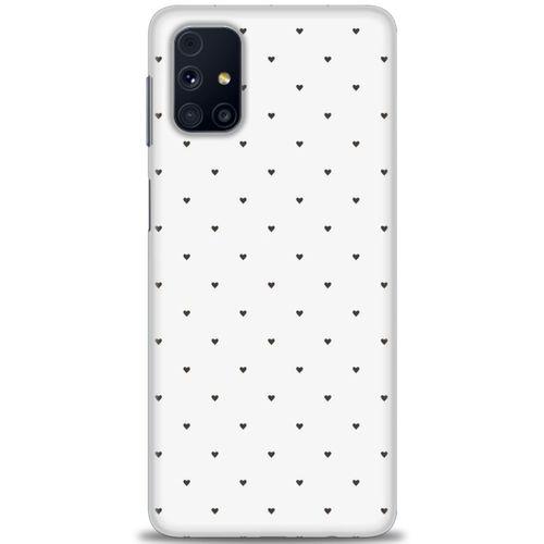 Samsung Galaxy M51 Kılıf HD Baskılı Kılıf - Minik Siyah Kalp + Tam Ekran Koruyucu
