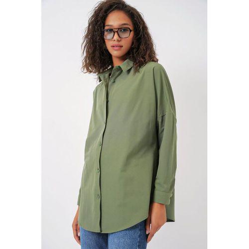 3900 Oversize Uzun Basic Gömlek - A.Haki