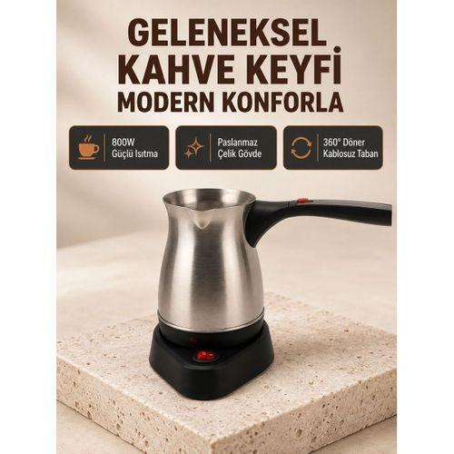 Elektrikli Türk Kahvesi Cezvesi 800w Kablosuz Döner Tabanlı