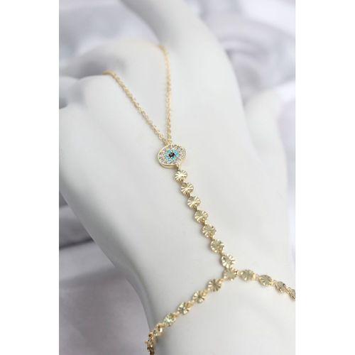 Gold Renk Pirinç Zirkon Taşlı Nazar Model Şahmeran