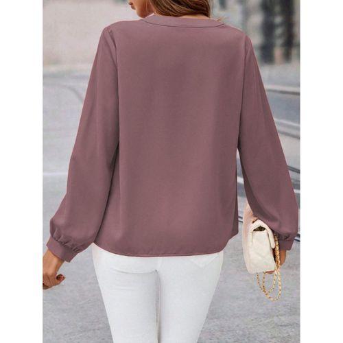 Kadın Uzun Kollu önden Düğmeli Hakim Yaka Ithal Krep Bluz