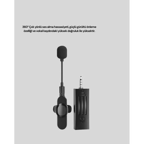 2.4 Ghz Kablosuz Yaka Mikrofonu – 60 Metre Menzil, Gürültü Azaltma, Type-c Şarjlı