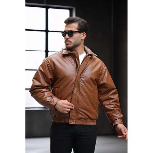 Oversize Premium Deri Ceket/Mont - Taba