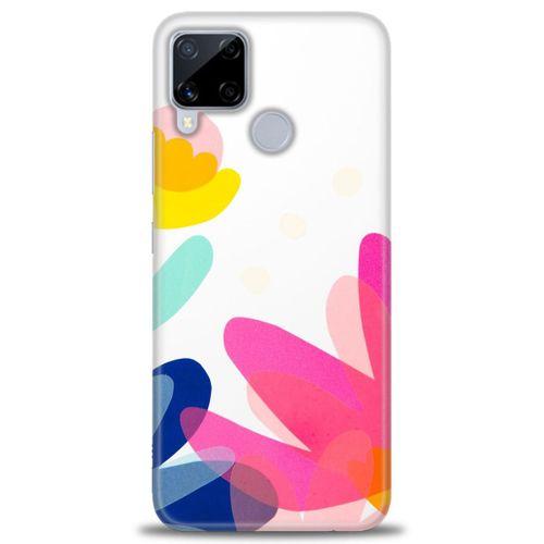 Realme C15 Kılıf HD Baskılı Kılıf - Çiçekk + Tam Ekran Koruyucu