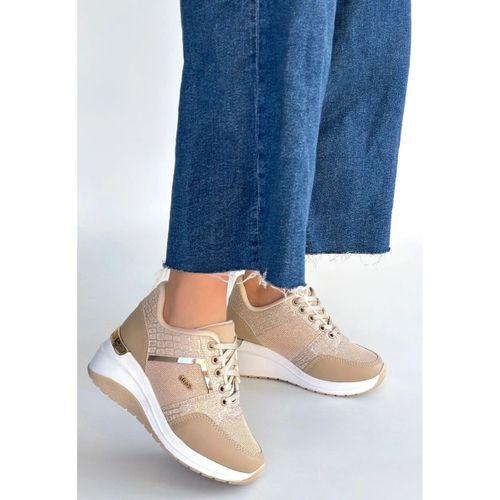 Geja Bej Cilt Bağcıklı Spor Ayakkabı