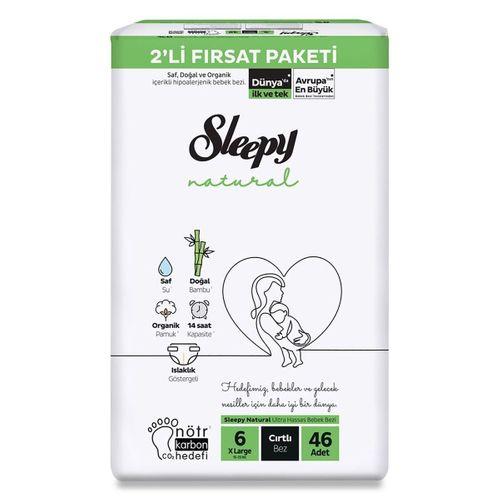 Sleepy Sleepy Natural Bebek Bezi 2'Li Fırsat Paketi 6 Beden 15-25 Kg 46 Adet