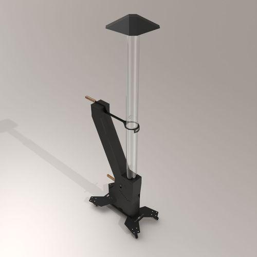 Kamp Ayısı® SolarFlame™ Camlı Füze Tipi Tekerlekli Roket Pelet Sobası - Dış Mekan Bahçe Cafe Isıtıcı