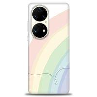 Huawei P50 Pro Kılıf HD Baskılı Kılıf - Soft Gökkuşağı + Tam Ekran Koruyucu