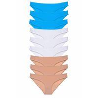 9 adet Süper Eko Set Likralı Kadın Slip Külot Ten Beyaz Mavi