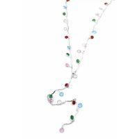 Renkli Taşlı Y Kolye - Gümüş