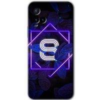Potkal Hediye Fabrikası Vivo Y21 Kılıf HD Desen Baskılı Arka Kapak - Dark Neon Yaprak S Harfi