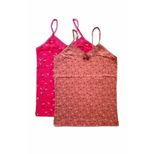 2 Adet Kadın Askılı Desenli Atlet Dantelli Empirme Pamuklu Penye D3-4