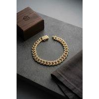 Cuban Zincir Model Zirkon Taşlı Gold Renk Erkek Bileklik