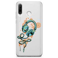 Huawei Nova 4e Kılıf Dj Kulaklığı Arka Kapak Koruma Desenli Full Koruyucu