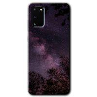 MRCİLETİSİM MRCİLETİSİM Samsung Galaxy S20 Kılıf HD Desen Baskılı Arka Kapak + Temperli Cam - Gece Galaksi