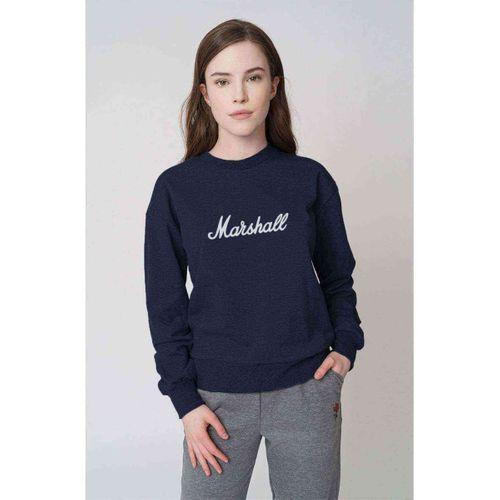 Baskılı Gitar Logo Baskılı Indigo Mavi Kadın Sweatshirt