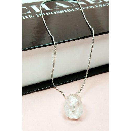 Kuvars Doğal Taşı Zincirli El Yapımı Kolye Uç: 2 cm Zincir: 20 cm Kutulu