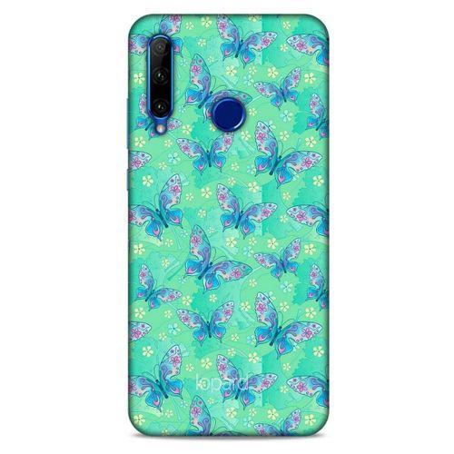 Huawei Honor 20 Lite Kılıf Kelebek Etkisi (10) Full Koruma Kılıfı Fuşya Yeşil
