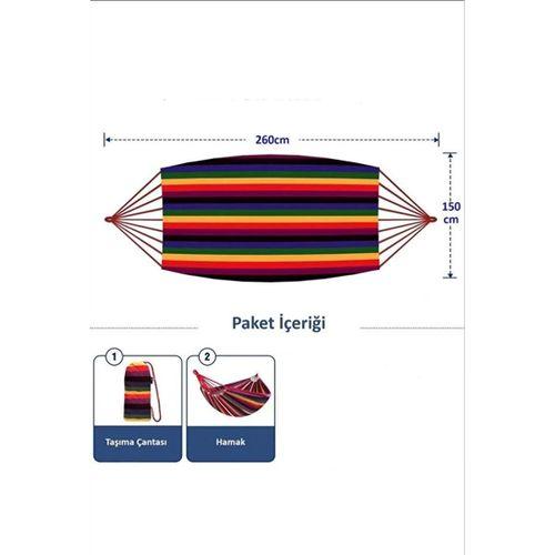 Çift Kişilik Xl 260x150cm Kolay Kurulabilir Kanvas Hamak Çantalı
