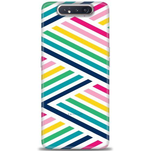 Samsung Galaxy A80 Kılıf HD Baskılı Kılıf - Renkli Çubuklar + Tam Ekran Koruyucu