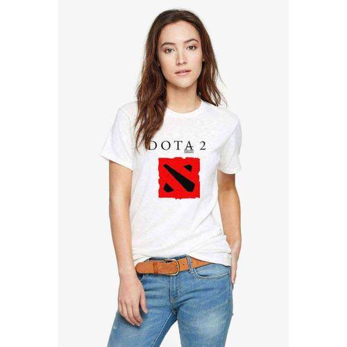 Dota2 Valve Logo Baskılı Beyaz Kadın Tshirt