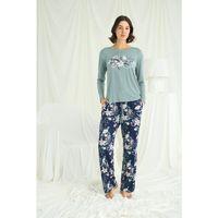 Çiçek Ve Yaprak Desenli Baskılı Pijama Takımı