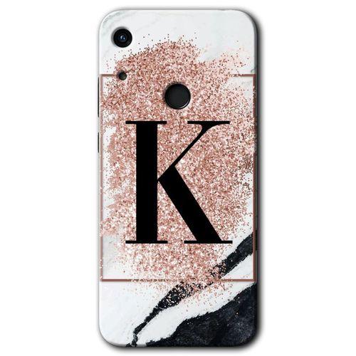 Potkal Hediye Fabrikası Huawei Y6s 2019 Kılıf HD Desen Baskılı Arka Kapak - Pembe Mermer Desenli K Harfi