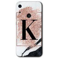 Potkal Hediye Fabrikası Huawei Y6s 2019 Kılıf HD Desen Baskılı Arka Kapak - Pembe Mermer Desenli K Harfi