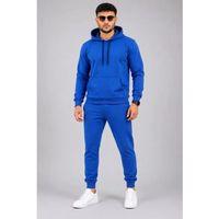 Erkek İki İplik Kapüşonlu Kanguru Cepli Sweatshirt Jogger Pantolon Alt Üst Eşofman Takımı -Saks Mavisi