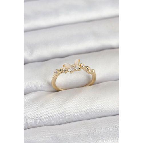 Kelebek Model Gold Renk Pirinç Kadın Yüzük
